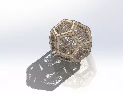 Wooden snowflakes adornment ball 3D model