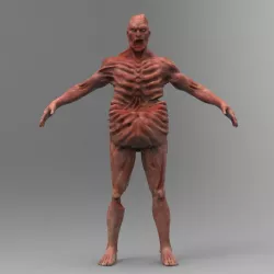 Zombie Character Full Body infected T-posed Low-poly  3D model