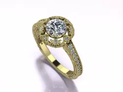 Art Deco Gold And Diamonds Engagement 3D print model