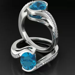 Bypass Oval Gemstone 9x7 Ring 3D print model