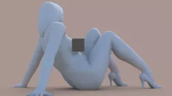Chubby Woman sit 3D print model