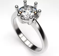 Classic 6 Claw Solitaire Ring 3D print model