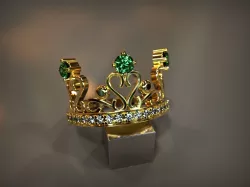 Crown ring 3d print model tiara ring vintage jewelry stl 3dm 3D print model