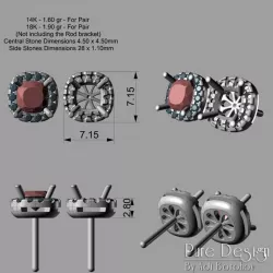 Cushion Cut Earrrings 3D Print Model 3D print model