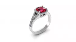 Cushion Cut Ruby Ring With Diamonds 3D print model