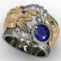 Dragon and Koi fish ring 3D print model