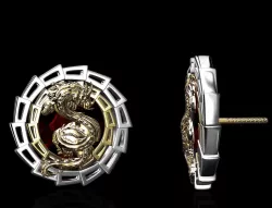 Dragon earrings with central gemstone 3D print model