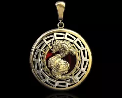 dragon pendant with gem 3D print model
