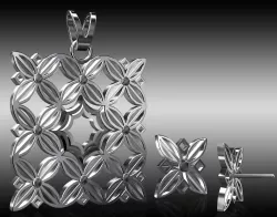 floral Pendant and Earrings 3D print model