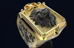 Golden Lion Signet  Ring R 214 3D print model
