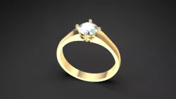 Golden Ring With Diamond Head 3D print model