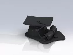 Gradution cap with diploma 3D print model