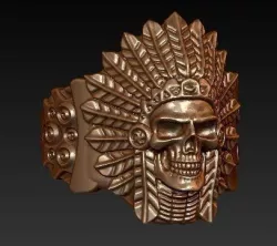 Indian skull chief - skullring 3D print model
