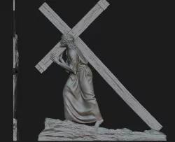 Jesus With The Cross Relief 3D print model