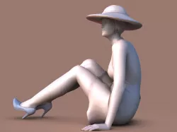 Lady with Hat 3D print model