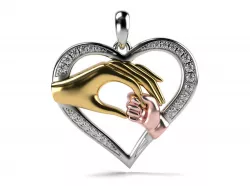 Mother Baby Hands in Heart  3D print model