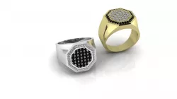 Pave Mens Ring Diamonds Gold ring 3D print model