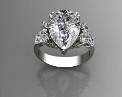 Pear Shaped Diamond Ring 3D print model