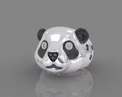 Ring panda bear with enamel and gems 3D print model