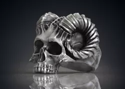 Ring Skull Horned  Demon STL OBJ 3d model for 3d printing 3D print model