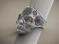 Ring Skull Mandala Mehndi  Buddism  India Openwork STL for 3d  3D print model