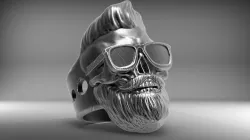 Skull Ring bearded STL 3d model for 3d printer 3D print model