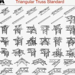 Triangular Truss Standard Collection 41 Modular Pieces 3D print model