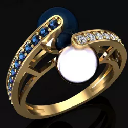 Two pearls ring 3D print model