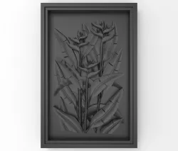 A plant in the frame bas relief for CNC 3D print model