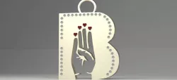 B Letter necklace Pendant For Man  and Pendant for Women  3D print model