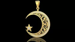 Crescent moon and star muslim pendant 3D print model