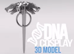Daenerys Targaryen Three-headed Dragon Pin 3D print model
