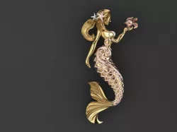 mermaid with fish 3D print model