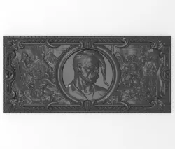 Otaman Ivan Sirko and cossacks are drafting a manifesto bas reli 3D print model