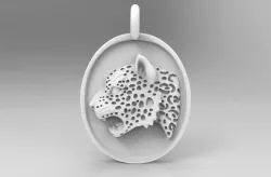 Oval Jaguar pendant 3D print model