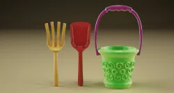 Pallet  bucket and rake 3D print model
