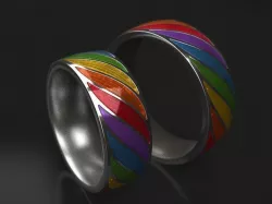 Rainbow wedding rings - original  3D print model