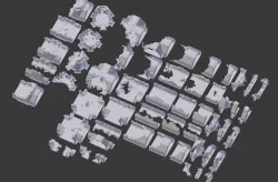 Sci-fi armored barracks ruins and rubble 3D print model