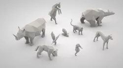 set of low poly animals 3D print model