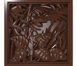 The plants in the square frame bas relief for CNC 3D print model