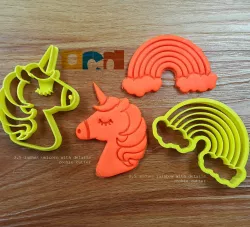 Unicorn and Rainbow cookie cutter set stl file 3D print model