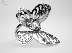 White Butterfly ring 3D print model