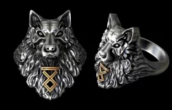 Wolf Rune ring 3D print model