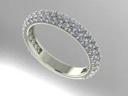 3 row pave wedding band 3D print model