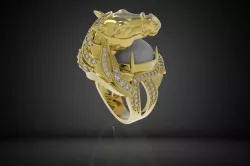 307 Diamond Horse Ring For Men  3D print model