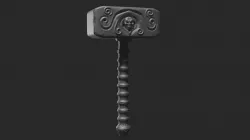 3d printable war hammer weapon model with skull 3D print model