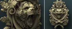 Bear medallion stl model for cnc 3D print model