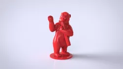 Bear with a rocket 3D print model