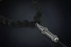Bracelet made of beads with patterns and stones black onyx 307 3D print model