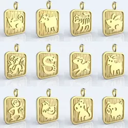 Chinese 12 animals zodiac pendants 3D print model